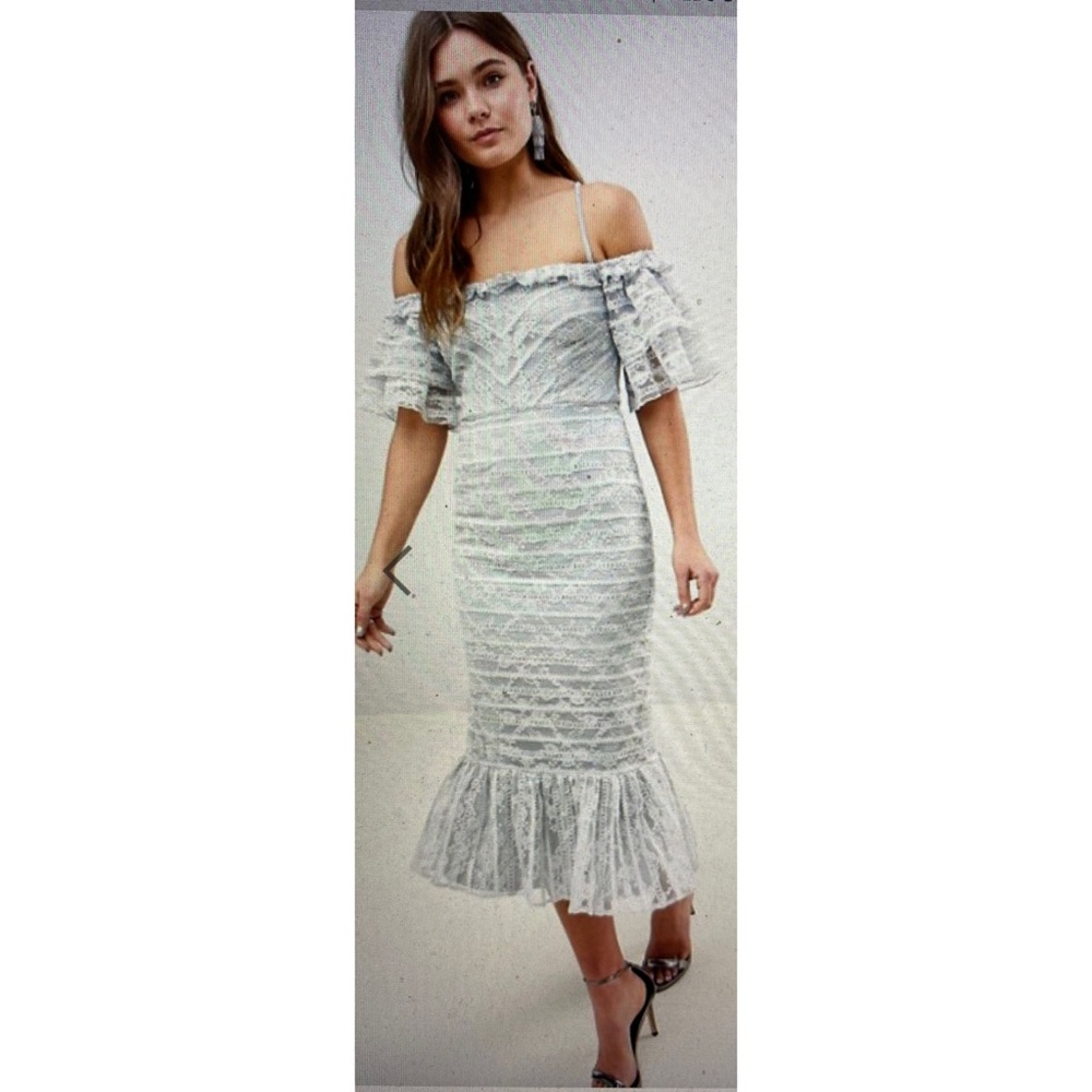 ASOS Linear Lace Pencil Midi Dress